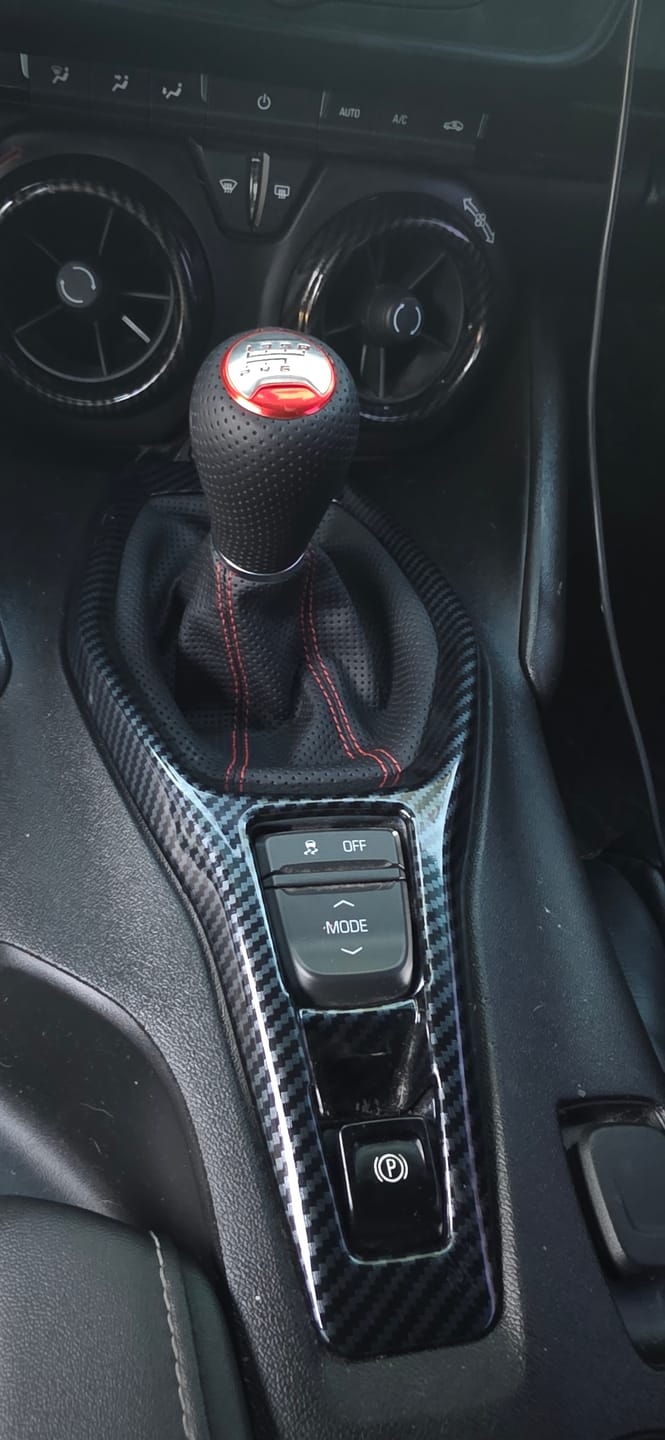 Customer photo review of Chevy Camaro 2016-2024 Real Carbon Fiber Gear Shift Chrome Trim Delete Cover