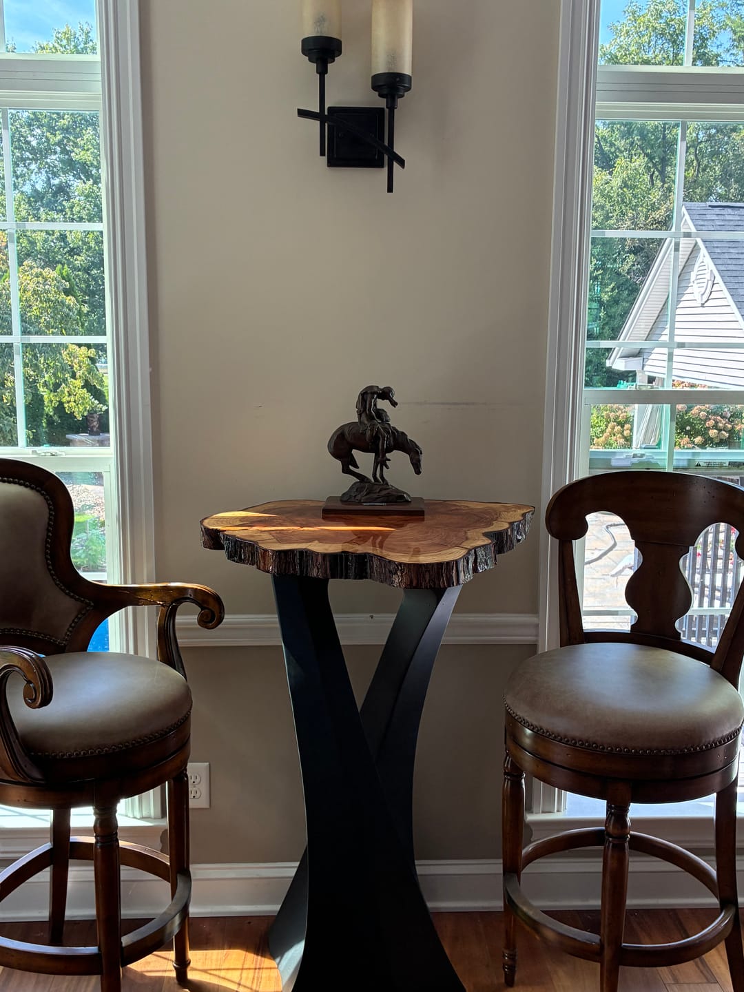 Customer photo review of Counter & Bar Table Base 40" H for Live Edge Wood Slabs - 616 Tulipe