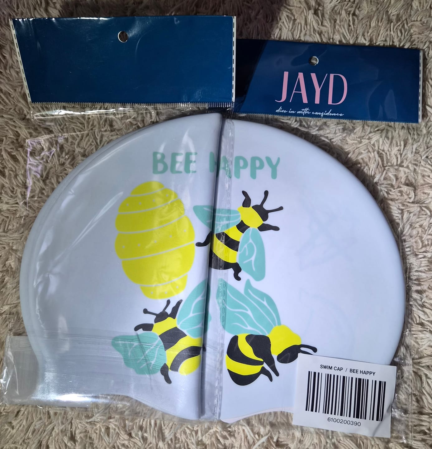 Customer photo review of JAYD Swim Cap - Bee Happy