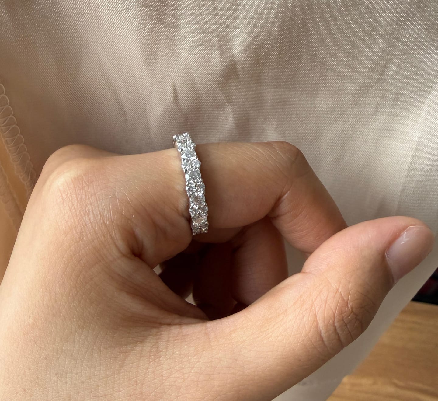 Customer photo review of Louily Elegant Round Cut Full Wedding Band for Women In Sterling Silver