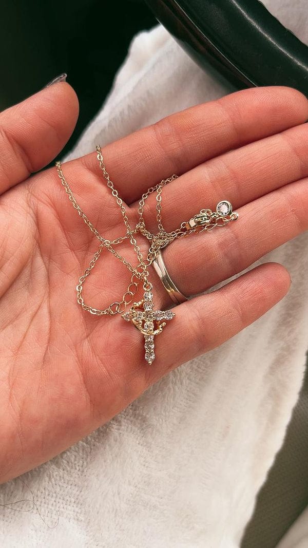 Customer photo review of Cross & Crown Necklace
