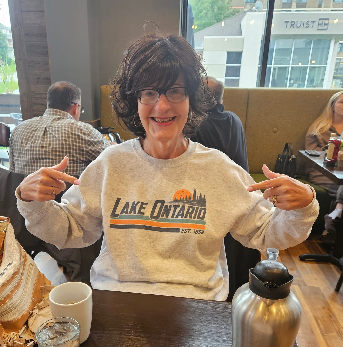 Customer photo review of Lake Ontario Retro Stripe Sweatshirt