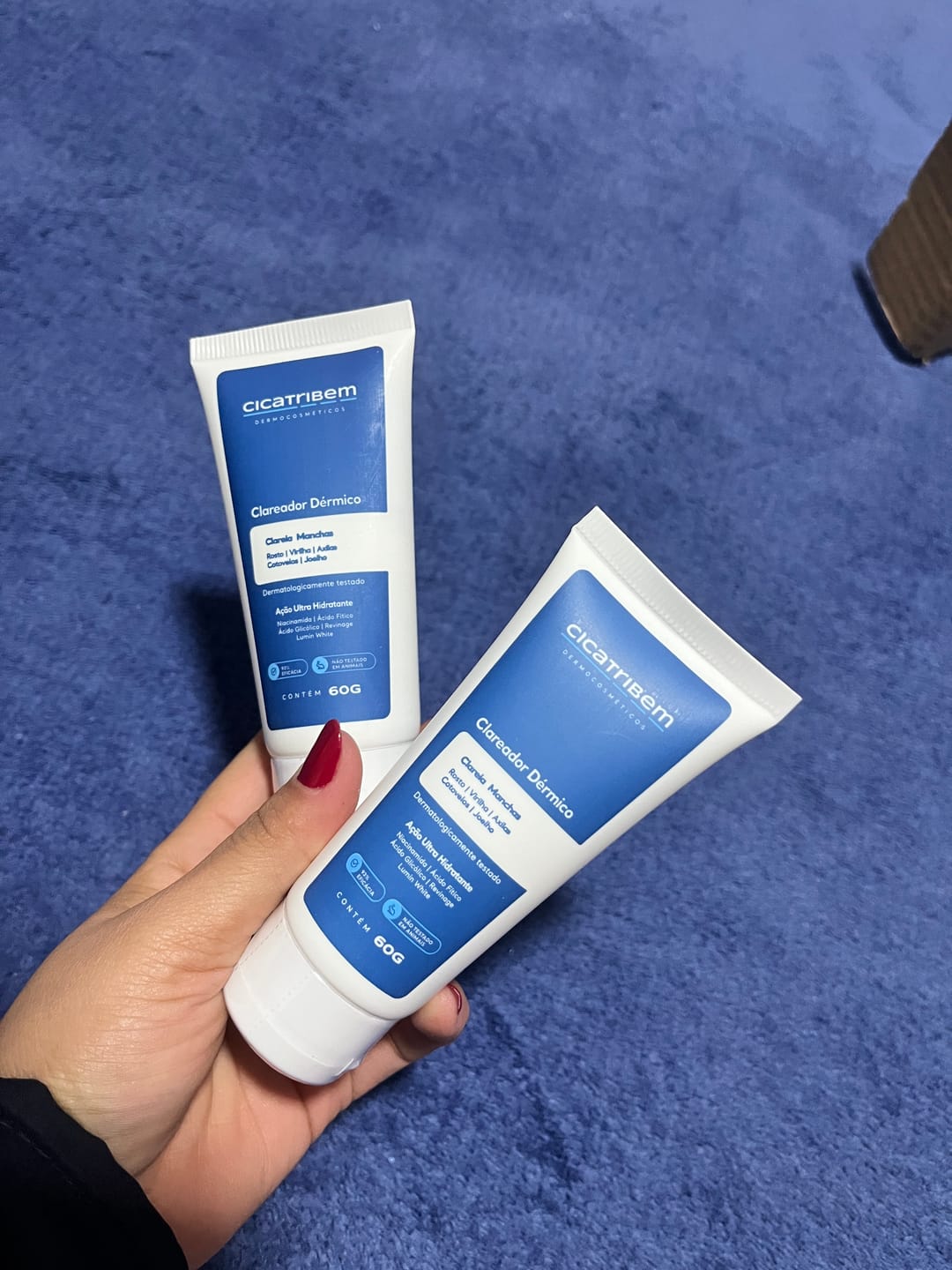 Customer photo review of Creme Clareador de Manchas – Melasma, Axilas, Virilha, Áreas Íntimas, Rosto e Corpo