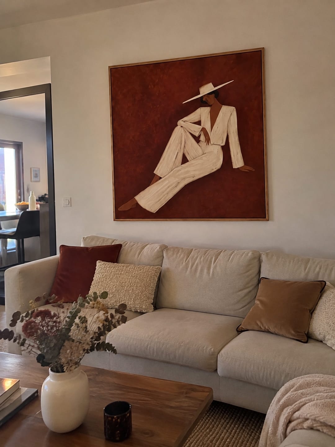 Customer photo review of Terracotta Seated Woman Figurative Wall Art — VELORIA