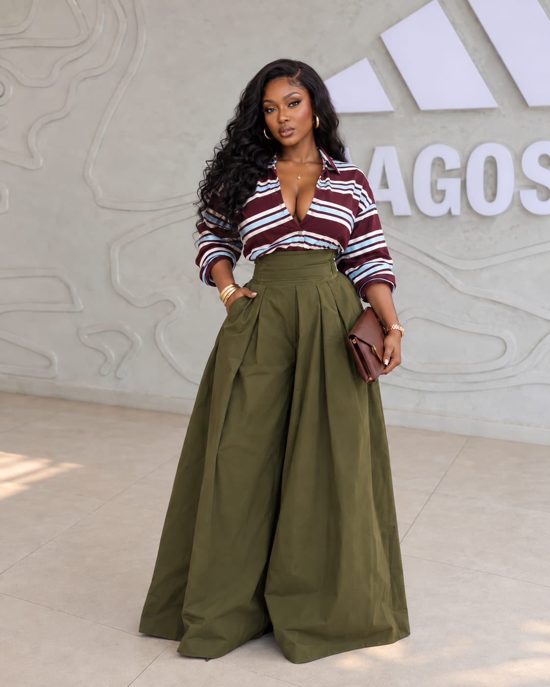 Customer photo review of Cinched Drape Wide Pants