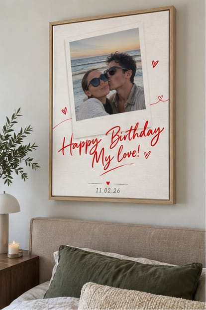 Customer photo review of Custom Birthday Couple Photo Canvas Wall Art