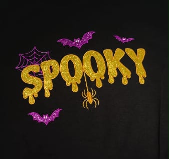 Customer photo review of Personalized Halloween Mama Glitter Embroidered Sweatshirt