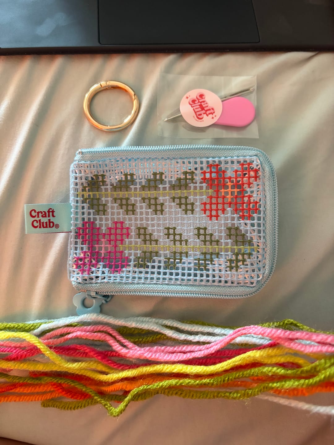 Customer photo review of BEGINNER BLOOMS - Needlepoint Taster Pouch Kit