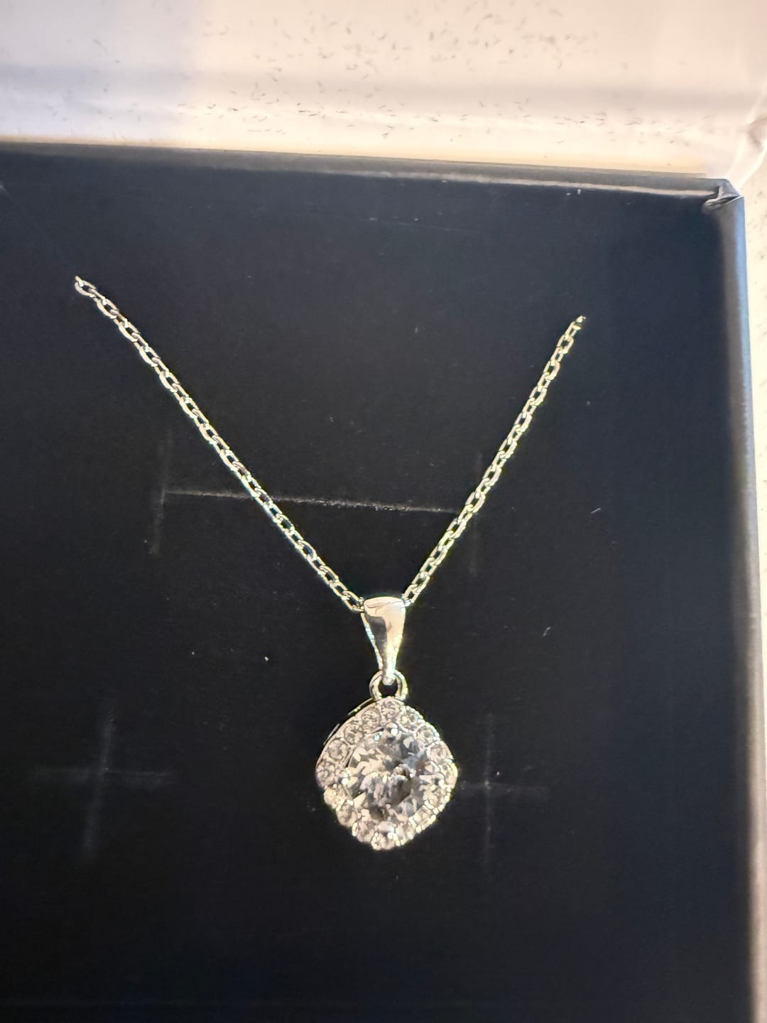 Customer photo review of Celeste 18k White Gold Plated Pendant Necklace with Swarovski Crystals