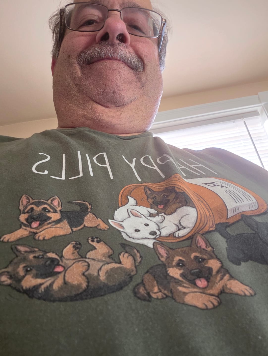 Customer photo review of Happy Pills German Shepherd Shirt