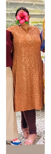 Customer photo review of Alayna Chocolate Brown Jaal Viscose Georgette Kurta