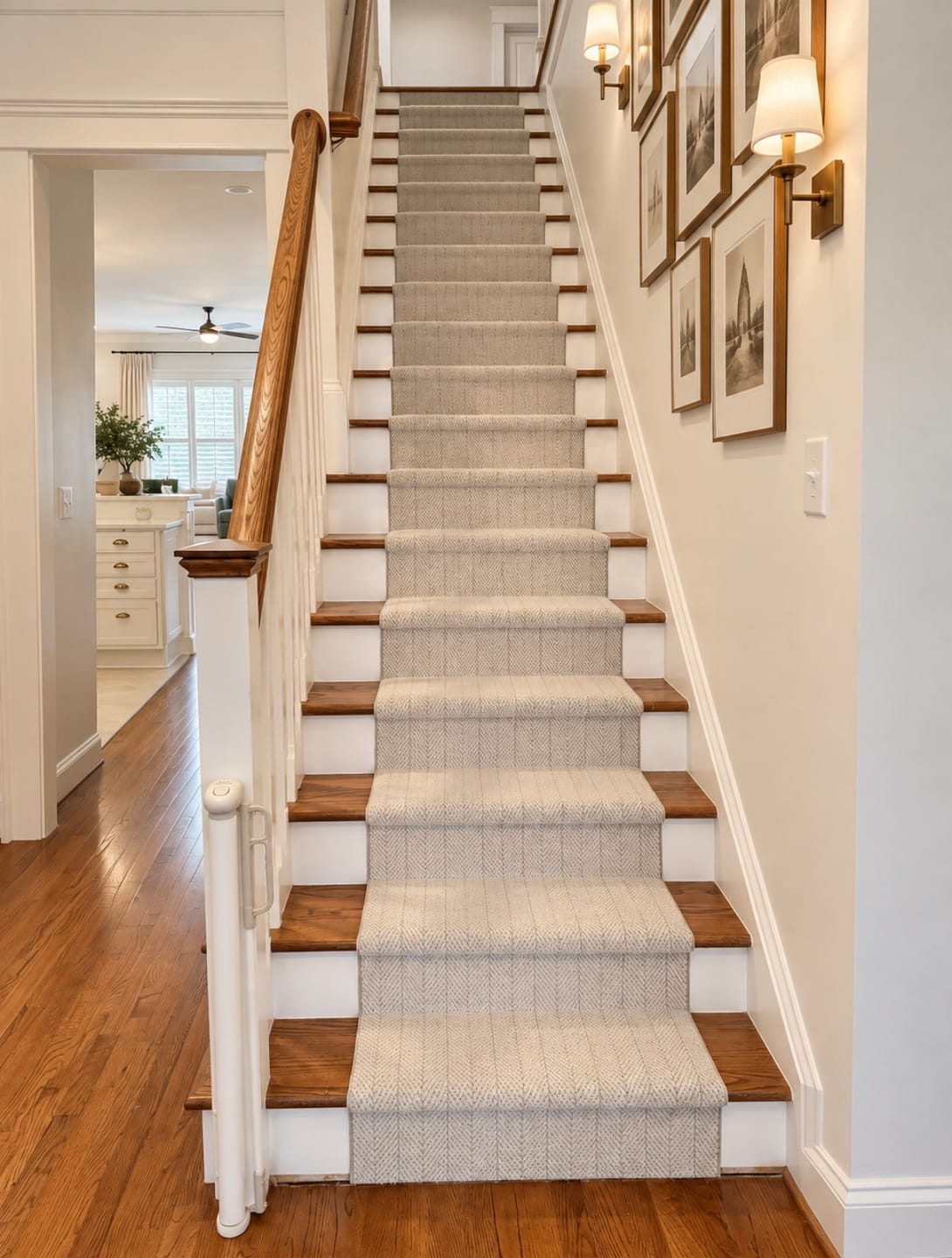 Customer photo review of Amalfi Carrara Herringbone Stair Runner