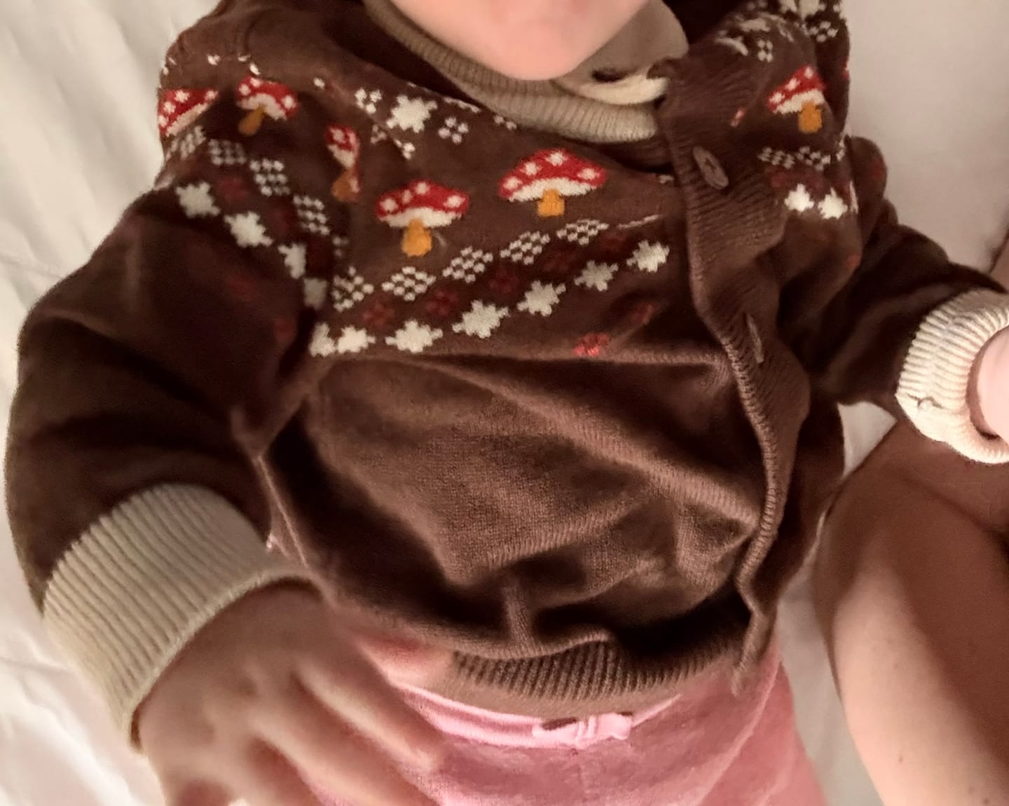 Customer photo review of From One To Another Fair Isle Toadstool Knitted Cardigan