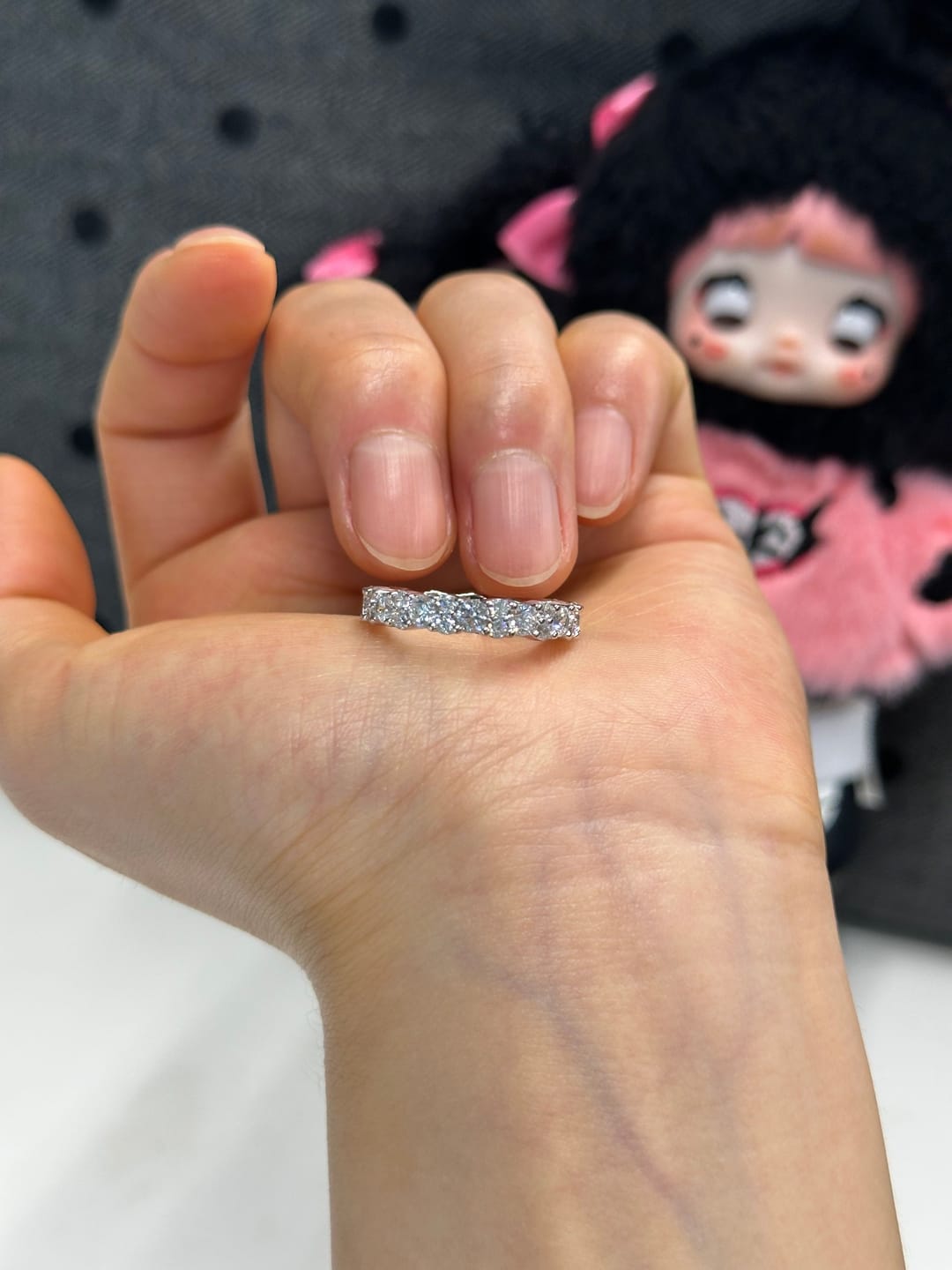 Customer photo review of Louily Elegant Round Cut Full Wedding Band for Women In Sterling Silver