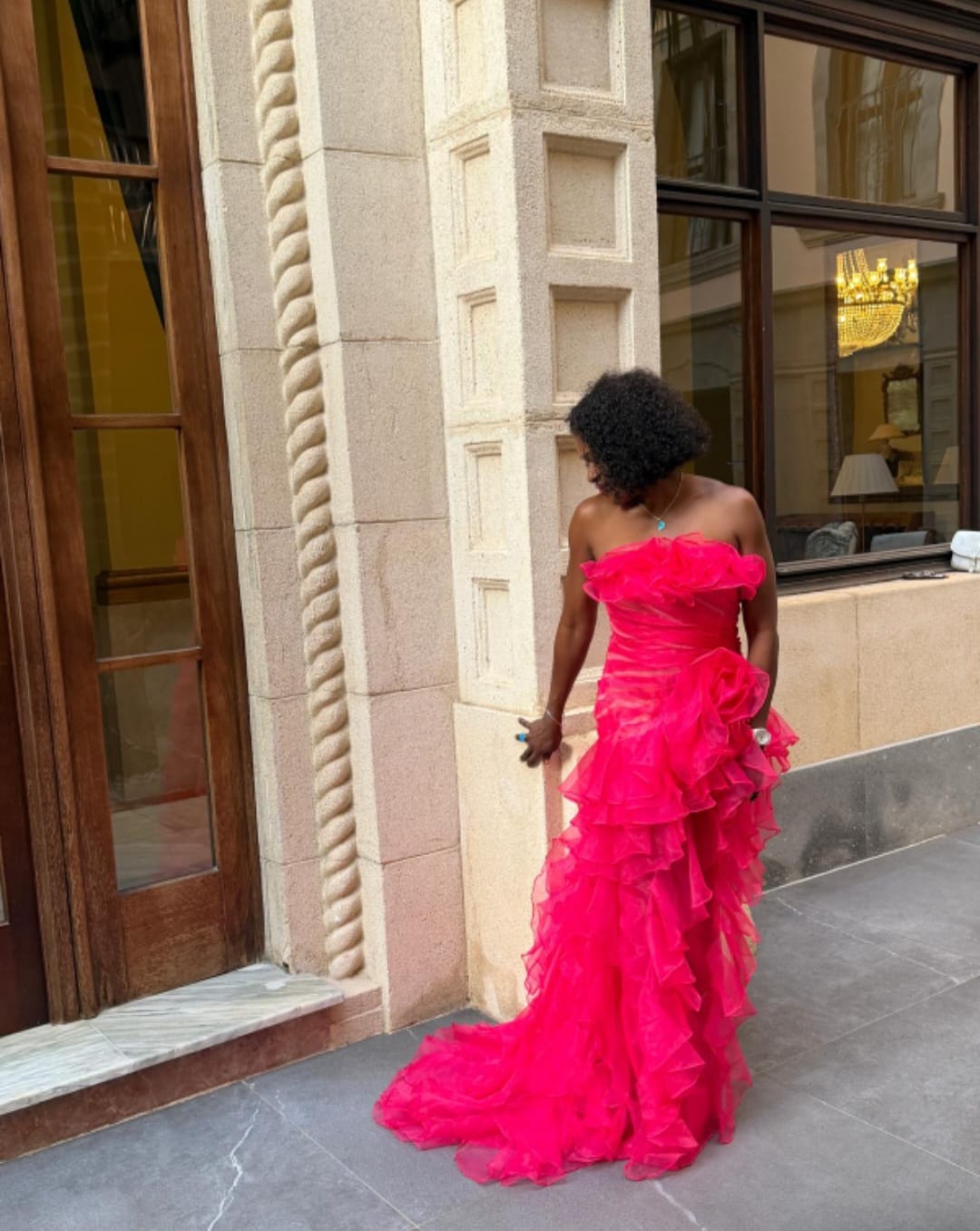 Customer photo review of Strapless Sleeveless Long High Split Formal Dress With Pleated