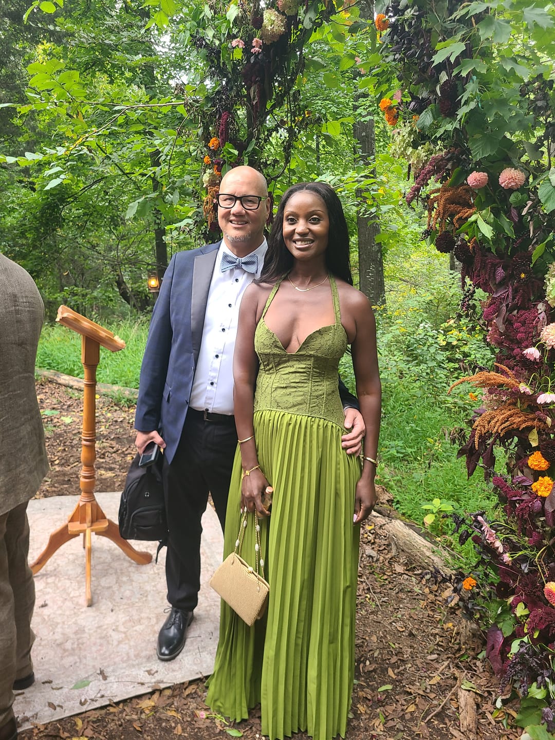 Customer photo review of Vivian Pleated Corset Maxi Dress