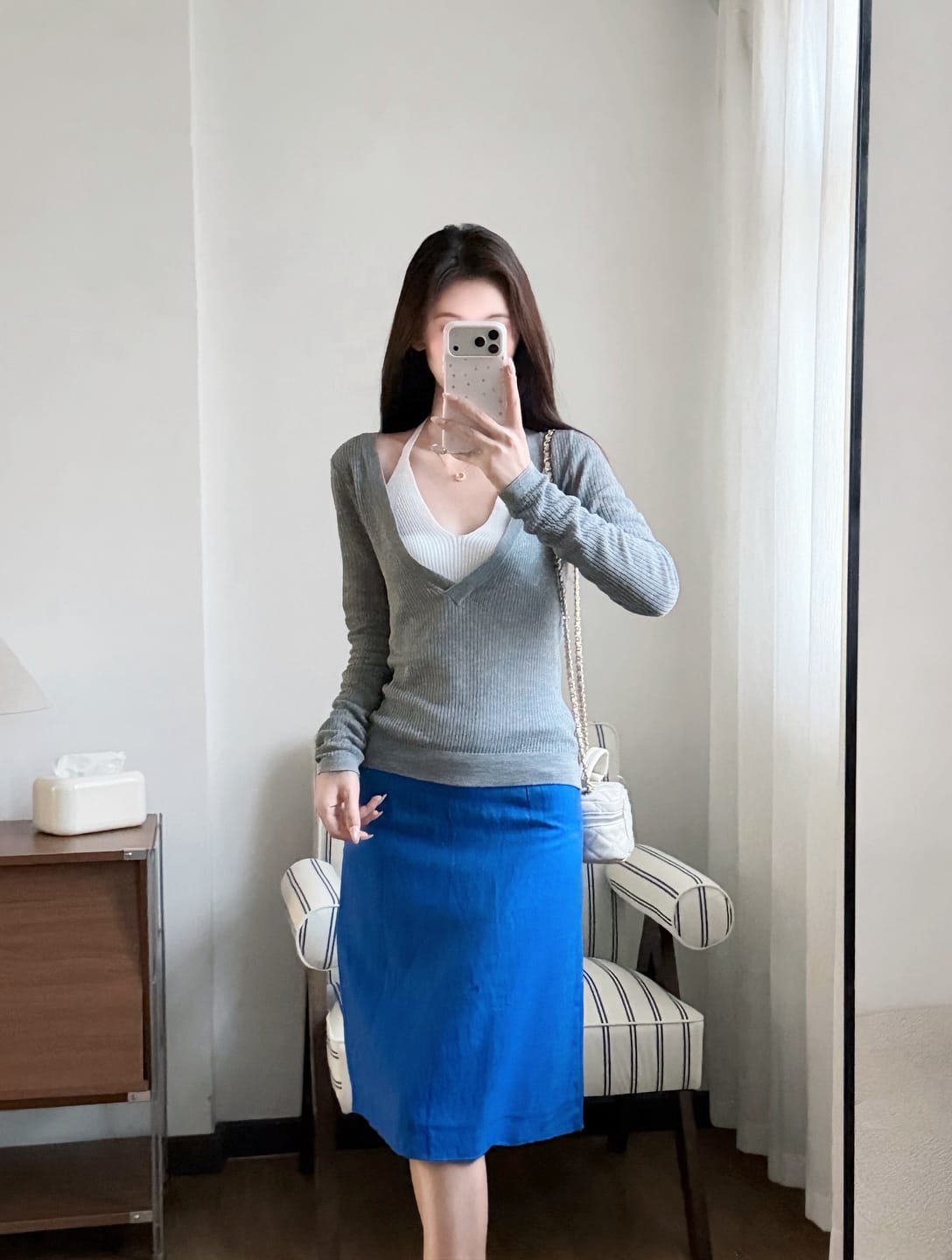 Customer photo review of IAMXIAA Deep V-Neck Sheer Knit Sweater