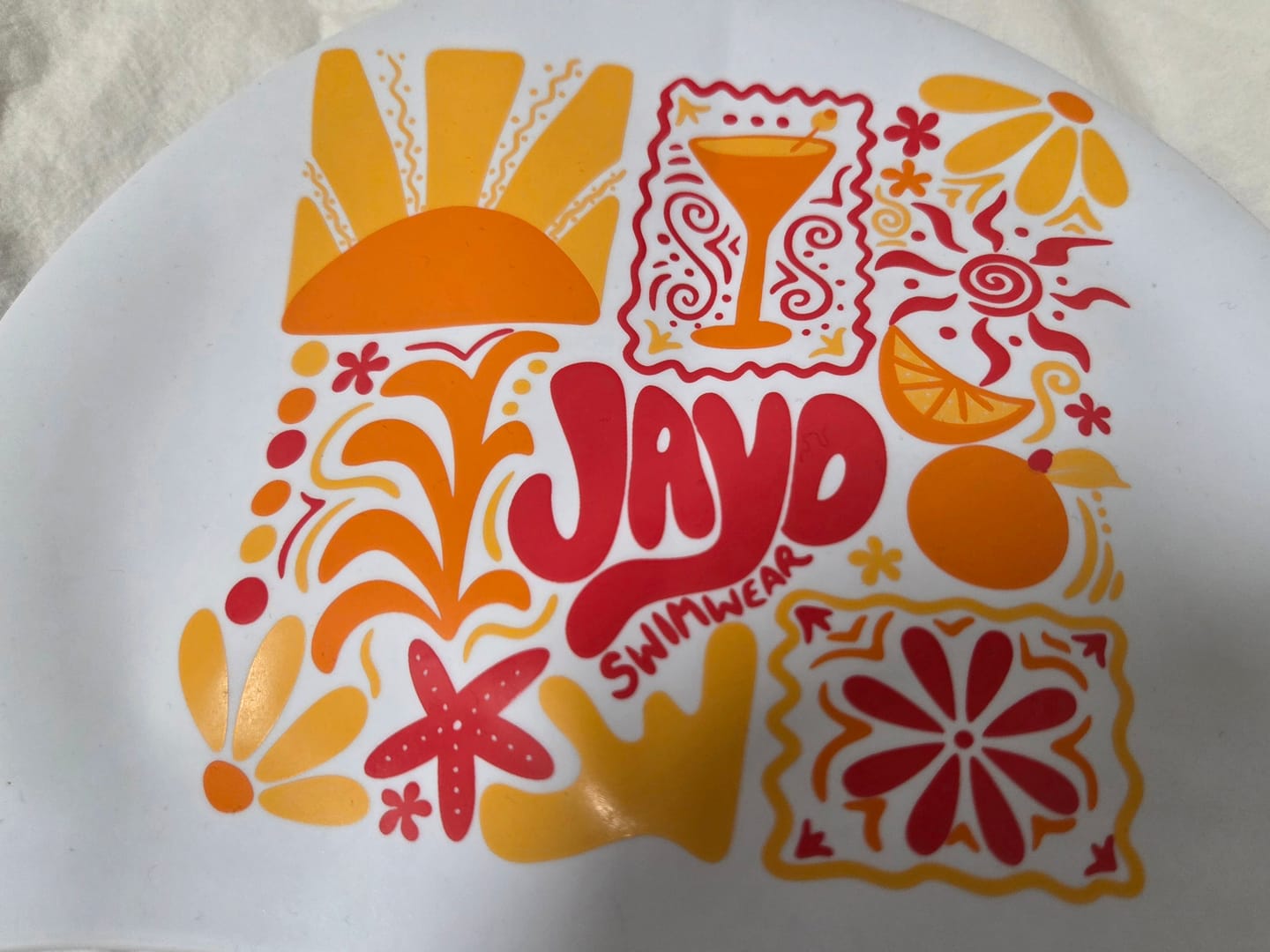 Customer photo review of JAYD Swim Cap - Sunrise Collage