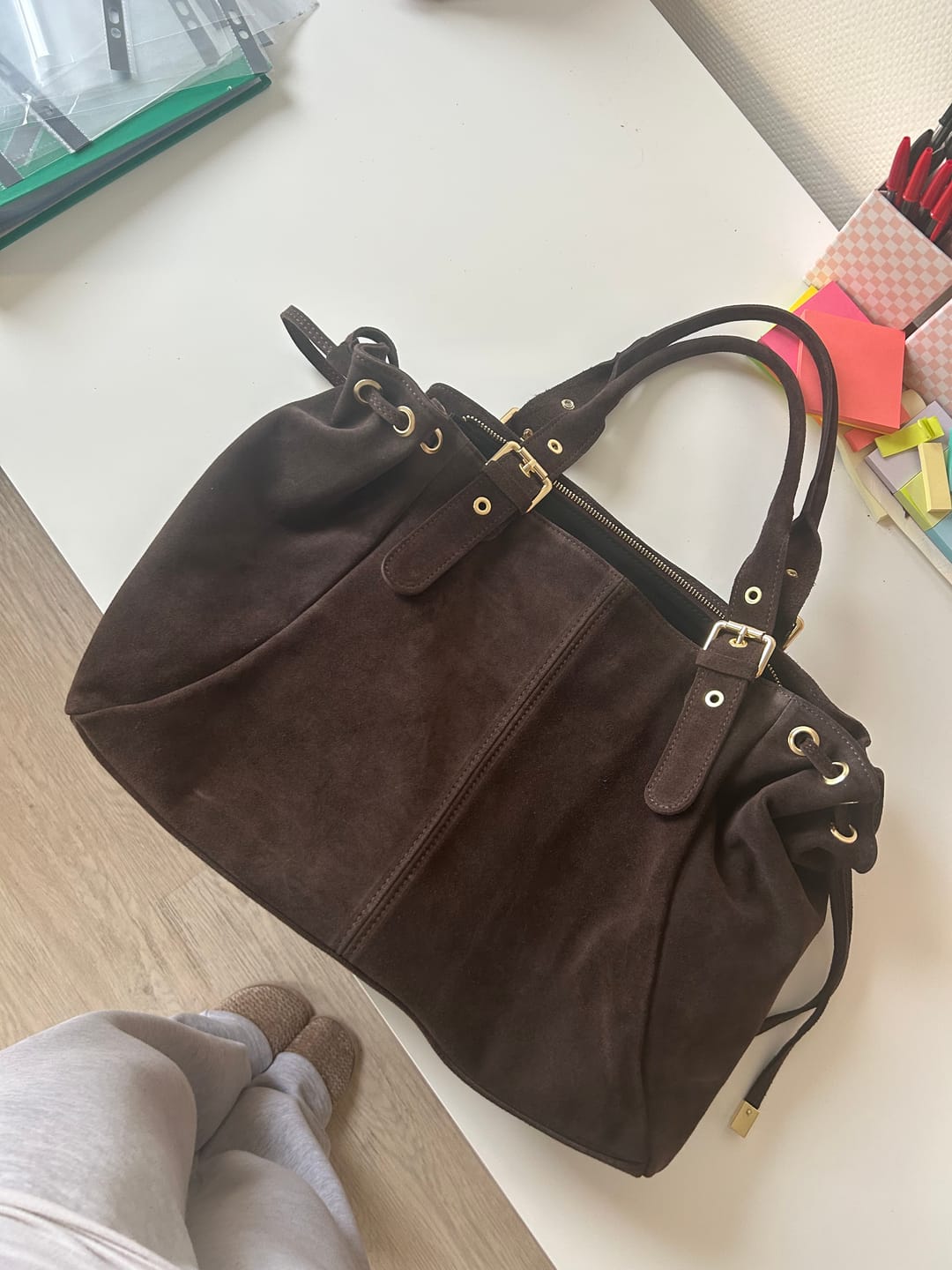 Customer photo review of Suède Muse bag espresso
