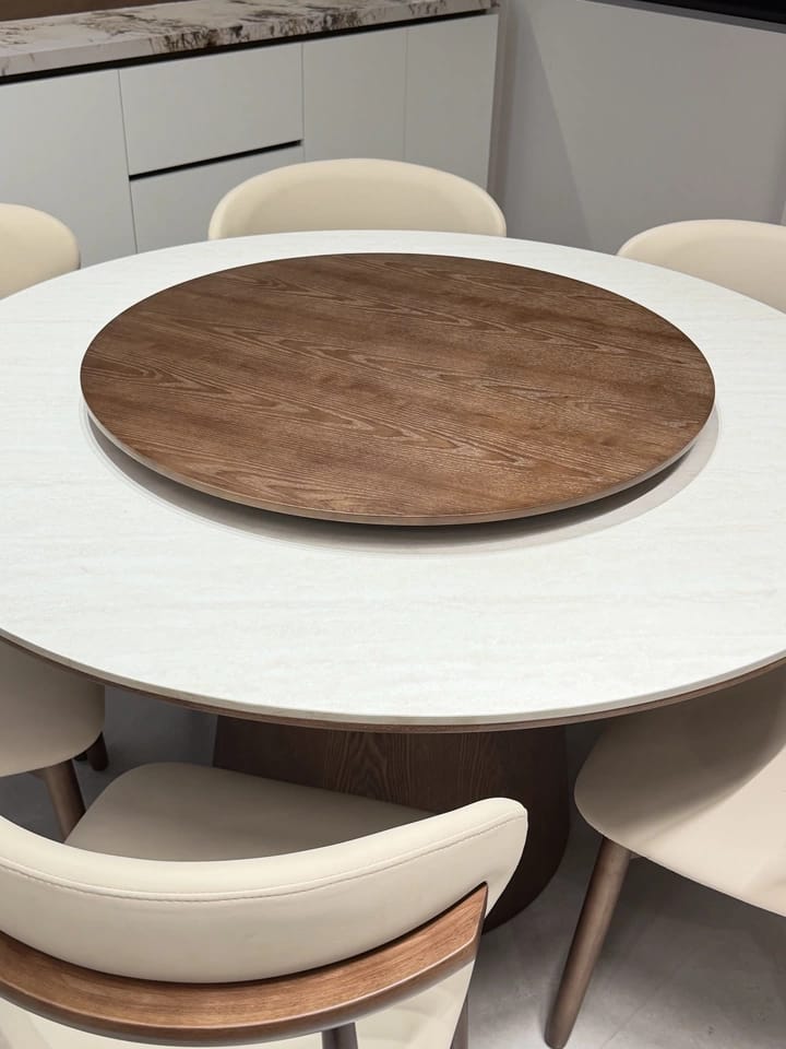 Customer photo review of Contemporary Lazy Susan Rotating Tray Round Dining Table