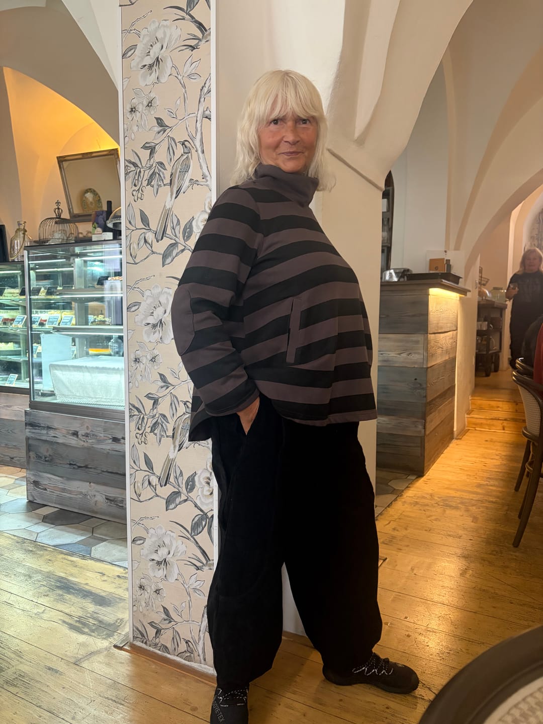 Customer photo review of Plus Size Women Casual Stripe Turtleneck Sweatshirt