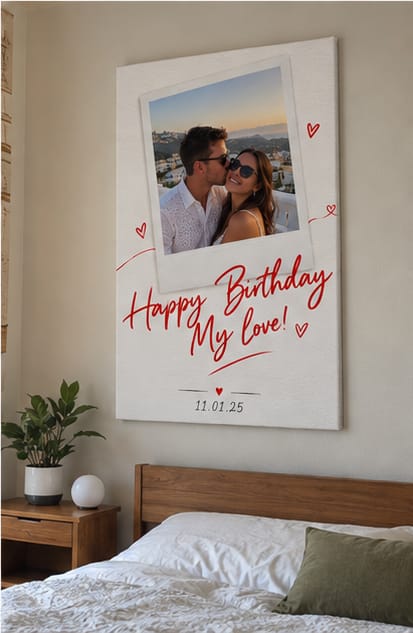 Customer photo review of Custom Birthday Couple Photo Canvas Wall Art