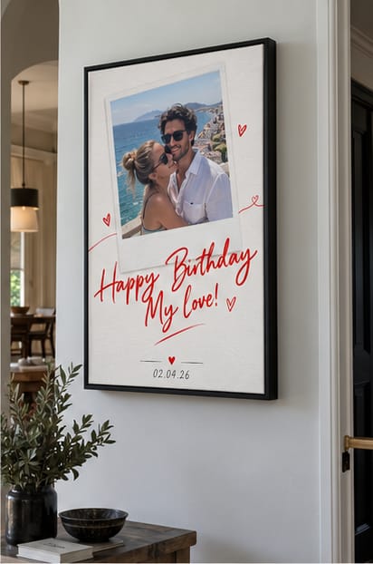 Customer photo review of Custom Birthday Couple Photo Canvas Wall Art
