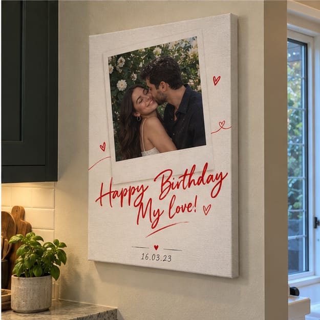 Customer photo review of Custom Birthday Couple Photo Canvas Wall Art