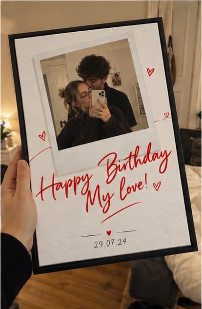 Customer photo review of Custom Birthday Couple Photo Canvas Wall Art