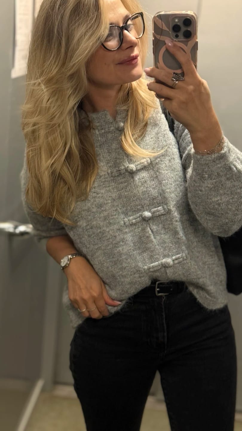 Customer photo review of Lucy Frog Knots Knitted Cardigan