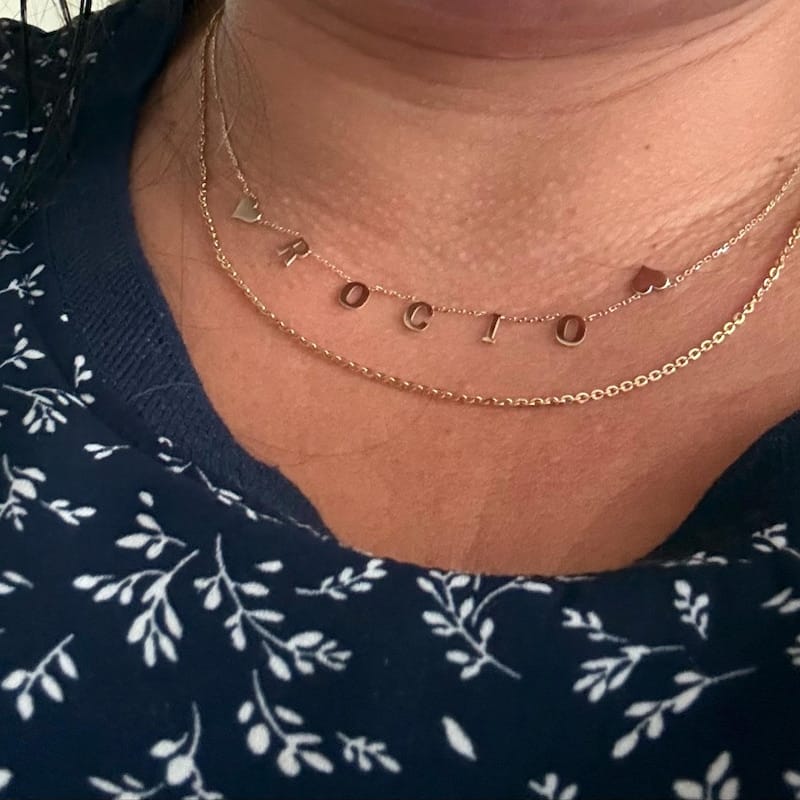 Customer photo review of 14K Gold Letter Necklace