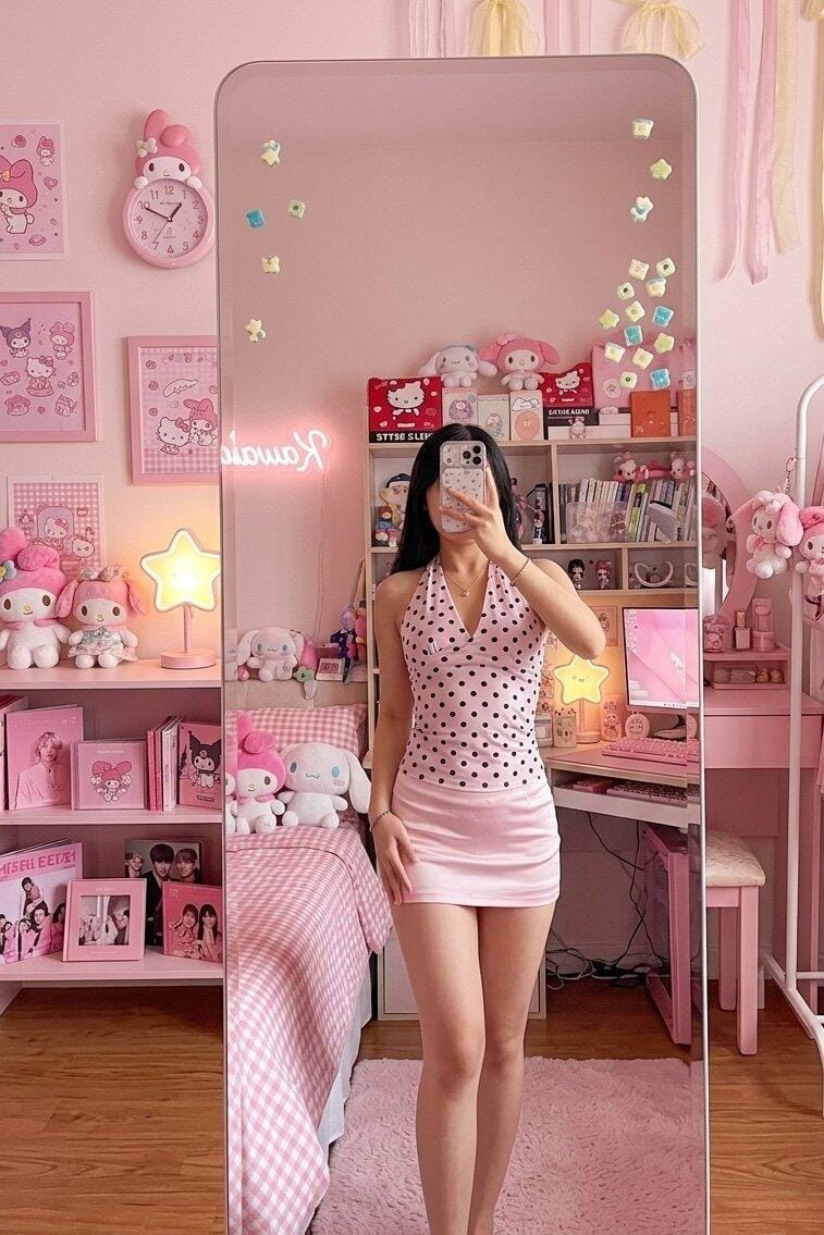 Customer photo review of Sweetheart Pink Polka Dot Halter Top & Mini Skirt Set
