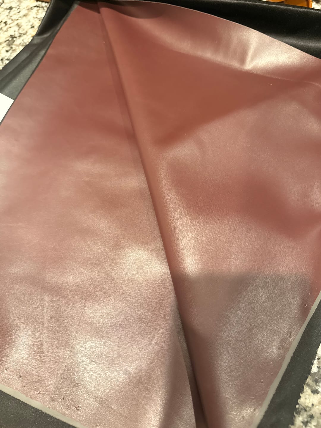 Customer photo review of Burgundy Stretch Faux Leather
