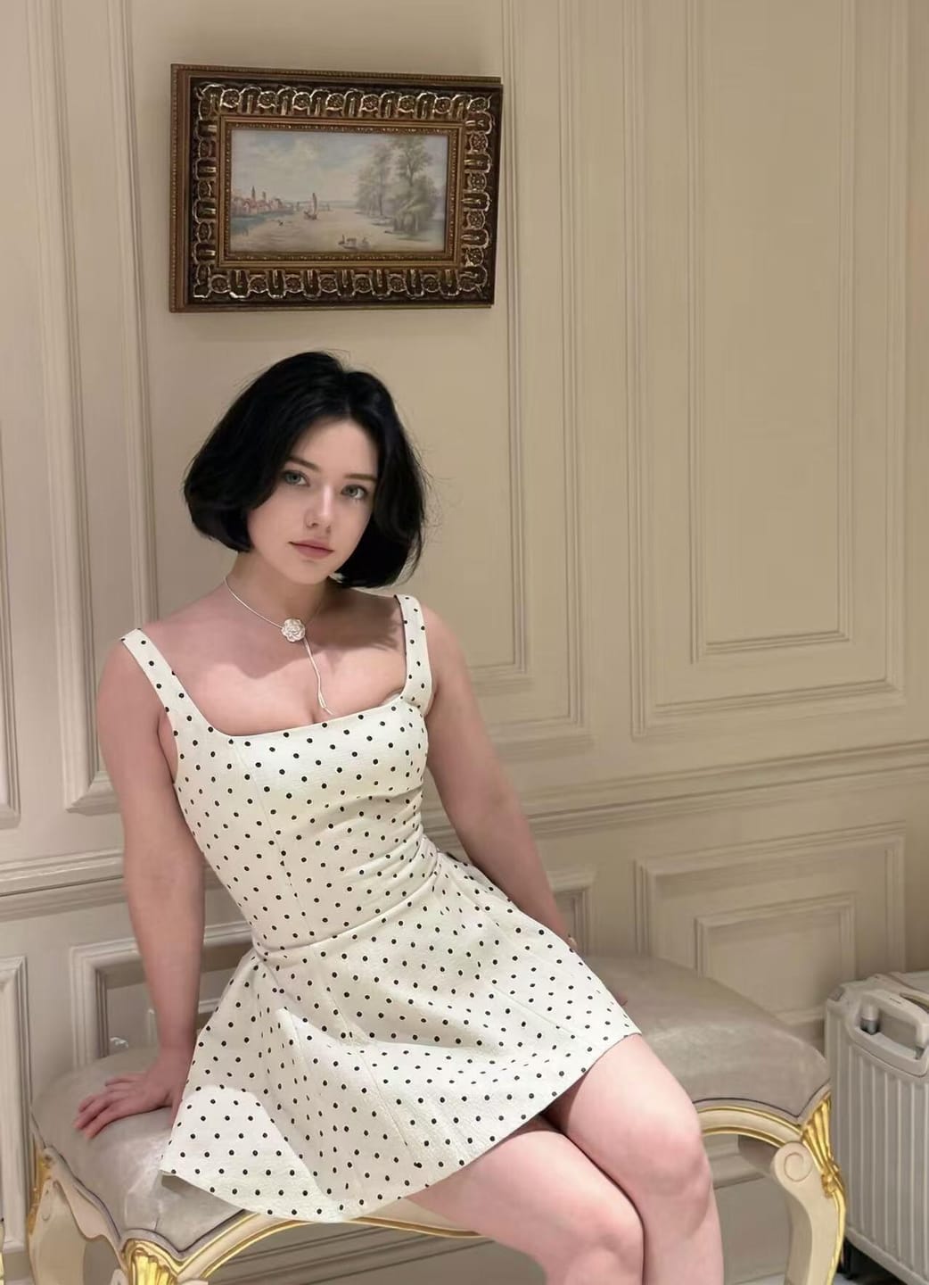 Customer photo review of Vintage-Inspired Polka Dot Mini Dress