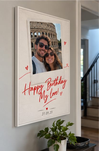Customer photo review of Custom Birthday Couple Photo Canvas Wall Art