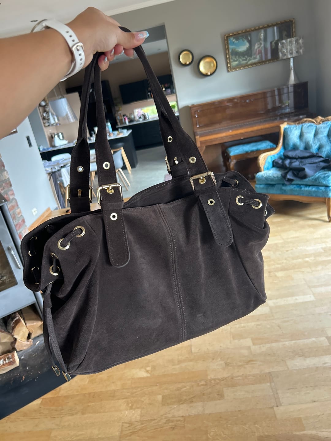 Customer photo review of Suède Muse bag espresso