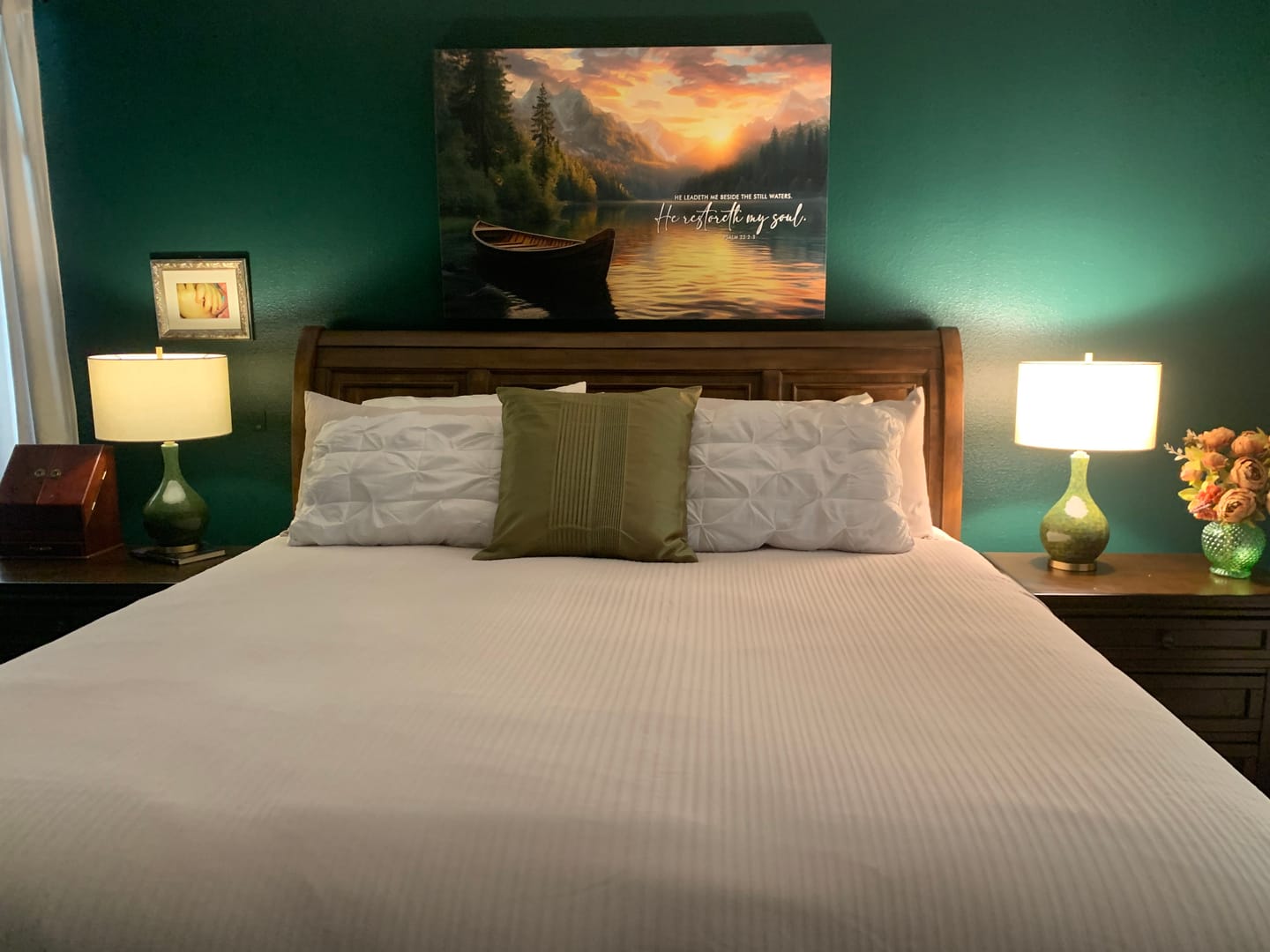Customer photo review of He Leadeth Me Beside The Still Waters Psalm 23:2-3 Bible Verse Wall Art Canvas