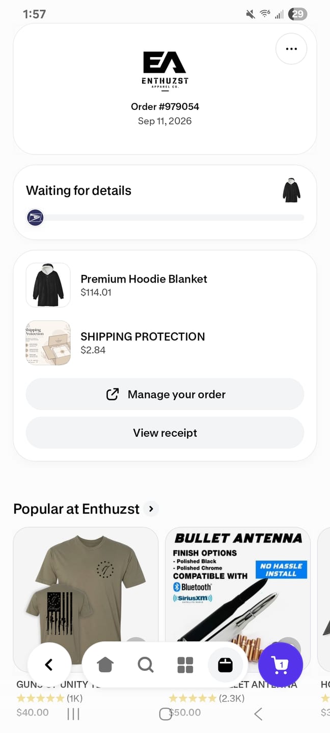Customer photo review of SHIPPING PROTECTION