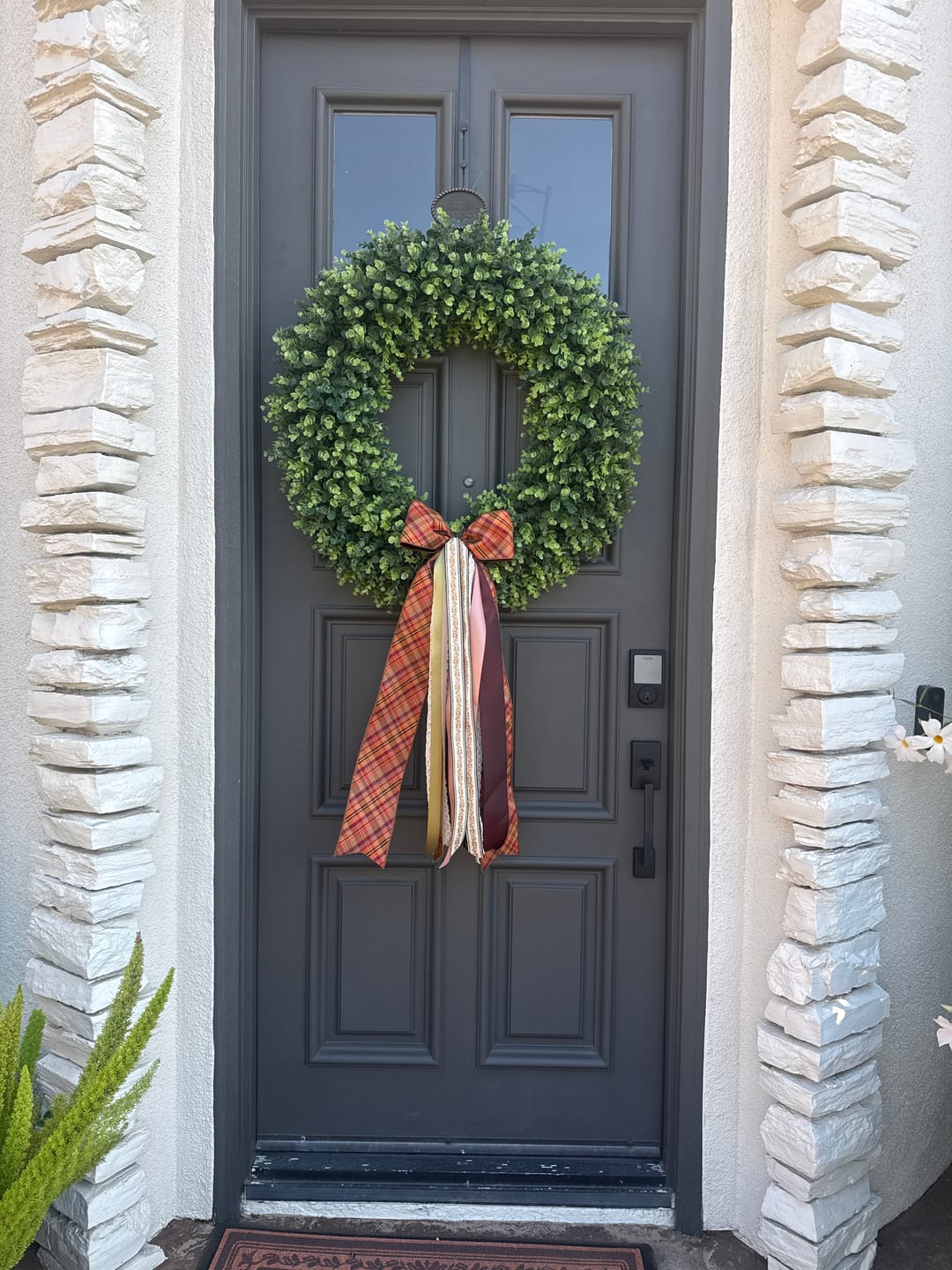 Customer photo review of Harvest Plaid Wreath Ribbon