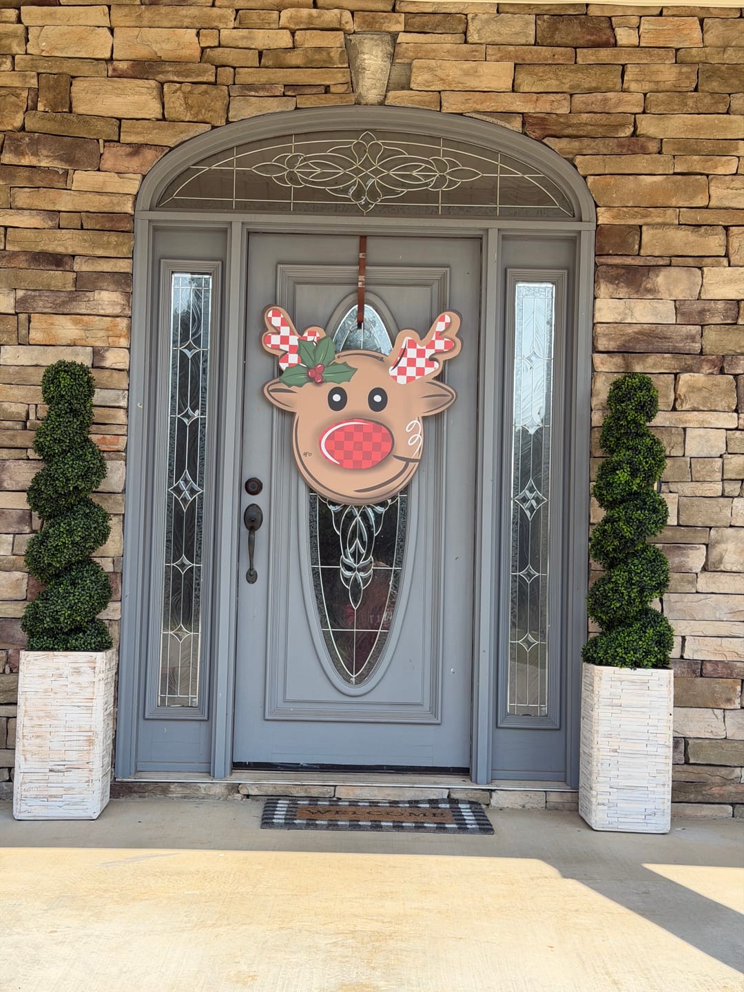 Customer photo review of Checkered Rudolph Mockup Door Hanger