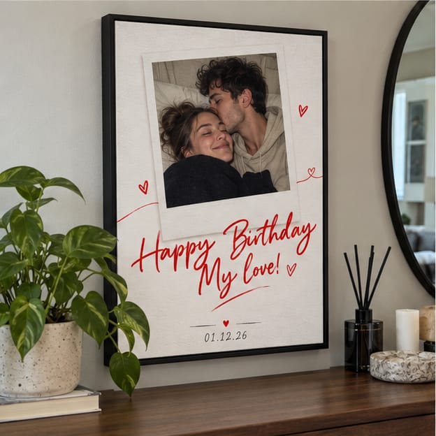 Customer photo review of Custom Birthday Couple Photo Canvas Wall Art