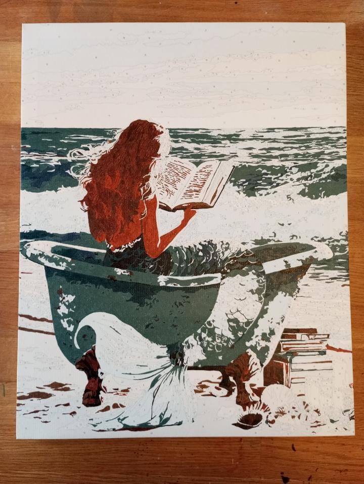 Customer photo review of The Reading Mermaid | Paint by Number