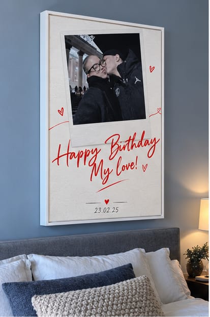 Customer photo review of Custom Birthday Couple Photo Canvas Wall Art
