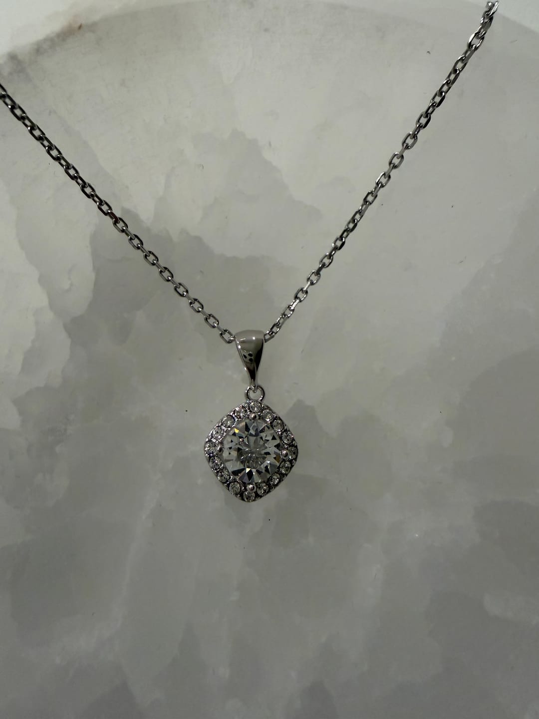 Customer photo review of Celeste 18k White Gold Plated Pendant Necklace with Swarovski Crystals