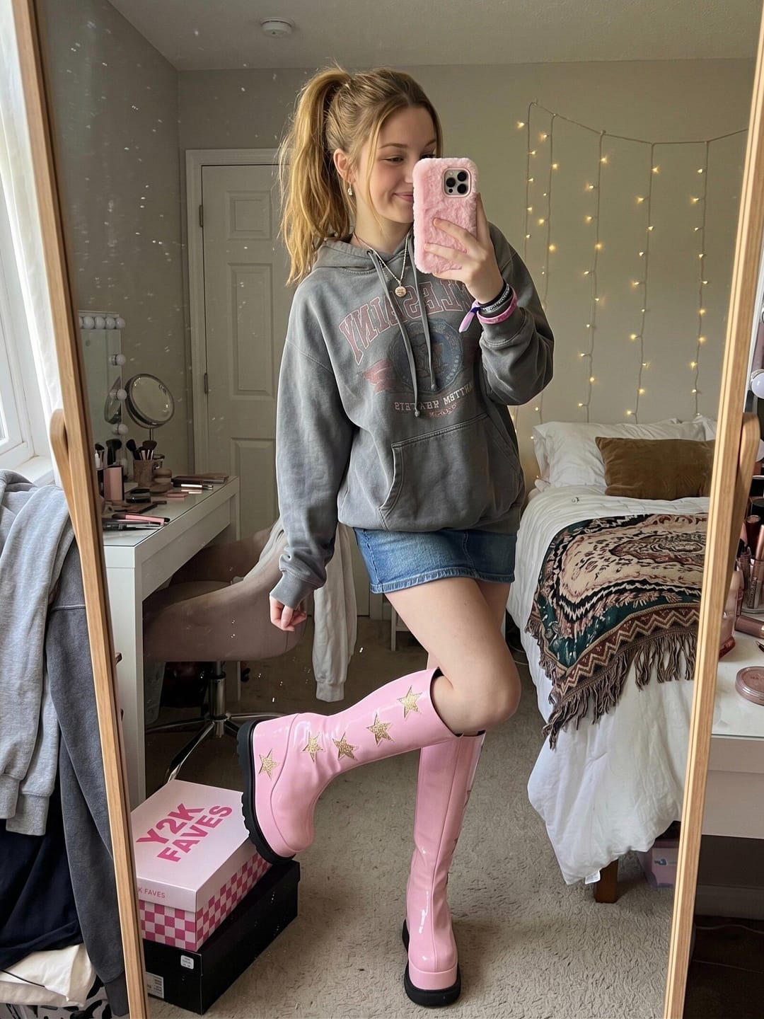 Customer photo review of Star Princess Platform Knee-High Boots