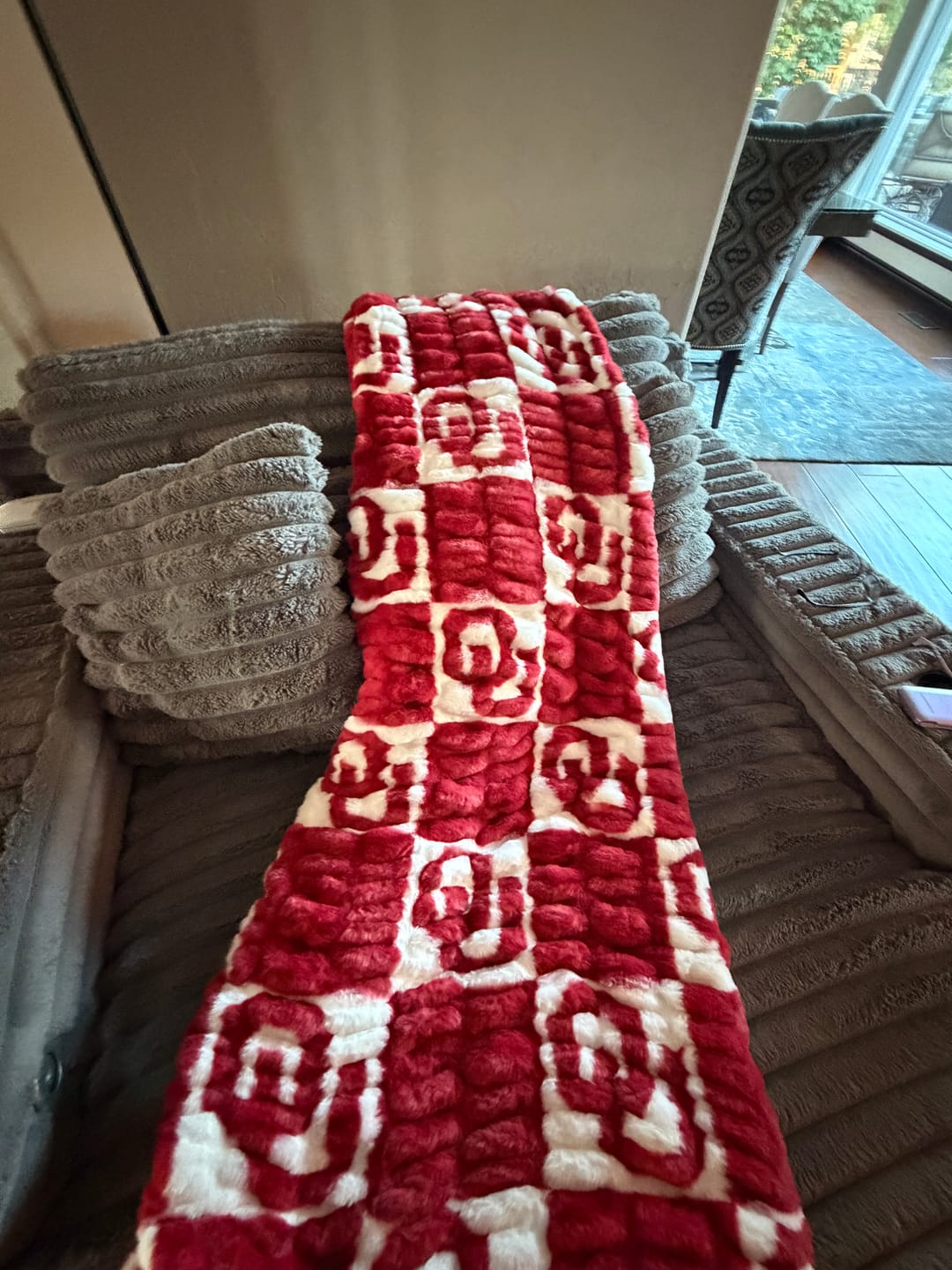 Customer photo review of University of Oklahoma Sooners Blanket - Hugs