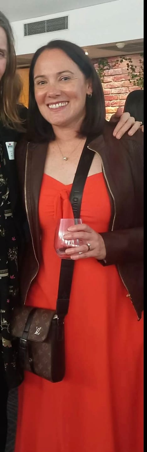 Customer photo review of Sienna Midi Dress in Tangerine