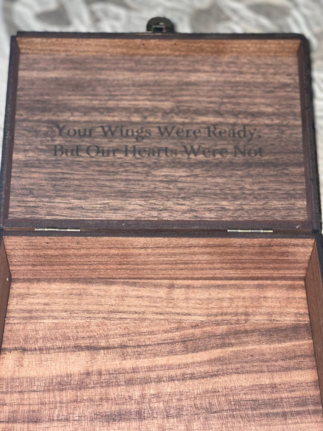 Customer photo review of Personalized Memory Wooden Keepsake Box