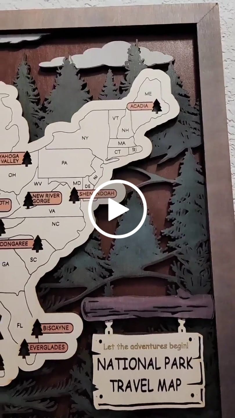 Customer video review of US 3D Wooden National Parks Travel Map With Trees To Record Park Visits (1 Design)