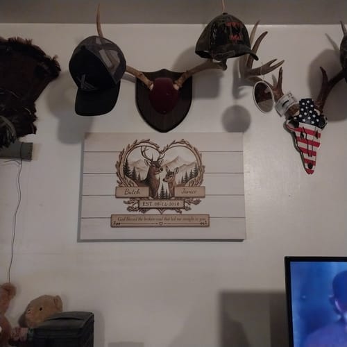 Customer photo review of "God Bless The Broken Road," Personalized Deer Couple Canvas Wall Art
